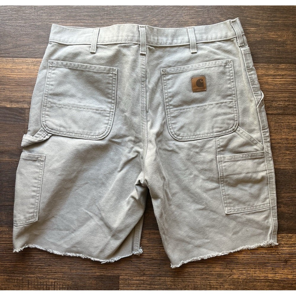 Men's Carhartt Shorts Beige Sand Solid 36 Workwear Relax Casual Cargo Cut-Off